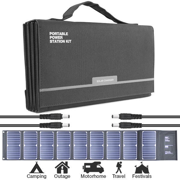 Image of Hyundai 60W Portable and Foldable Solar Charger With USB and DC Connectivity