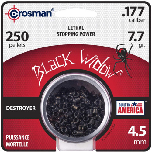 Crosman Pellets, .177 Cal, Precision Black Widow, 7.7 gr, 250 pk