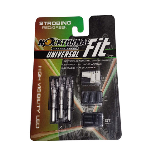Nockturnal Lighted Nocks, Universal Fit, 3 pk, Strobe Red/Green  Nockturnal Lighted Nocks, Universal Fit, 3 pk, Strobe Red/Green