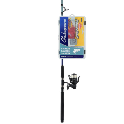 Shakespeare Catch More Fish, Complete Fishing Kit, Spinning, Salmon Kit, 8'0", Medium/Heavy (CMF3SALMONSP)