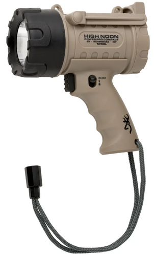 Browning High Noon Power Pro Compact Spotlight, AC/DC/USB Rechargeable, 1250 Lumens, Tan(31834)