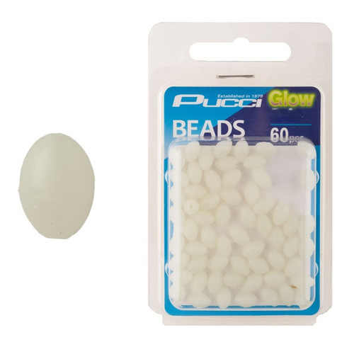 Pucci Glow Beads, 4 x 6 Egg, 60 Pcs, P-Line, Synthetic, Bait