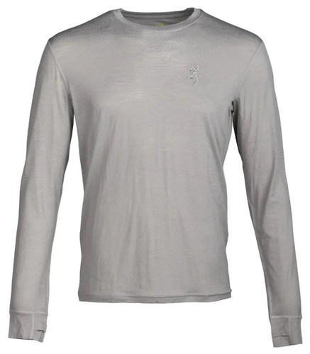 Browning Men's 120 Merino Base Layer Crew Shirt, Gray