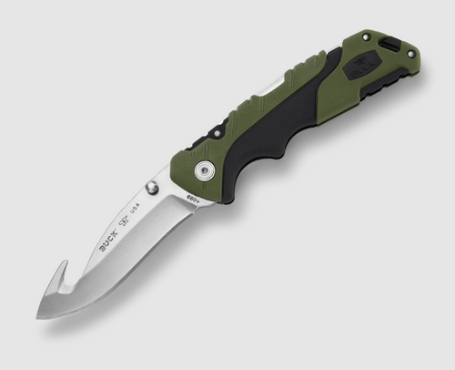 Buck Knives 660 Pursuit Pro, Lrg, Folding, Guthook, Green/Black (0660GRG-B)(36165)