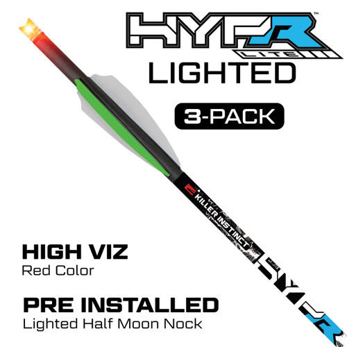 Killer Instinct Hypr Lite Carbon Crossbow Bolts w/ Lighted Nocks, 20", 3 pk