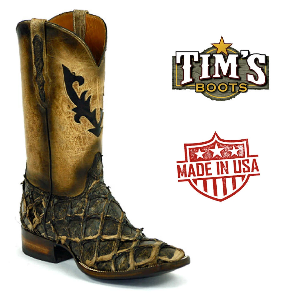 Black Pirarucu Fish Cowboy Boots