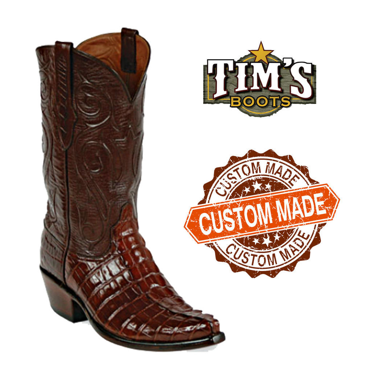 Black Jack American Alligator Cowboy Boots - Tail Cut