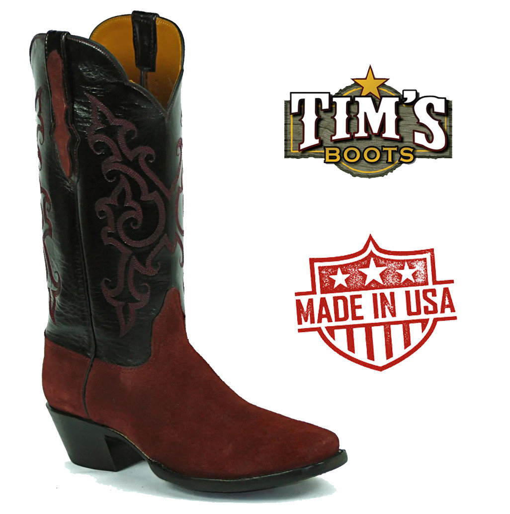 Black Jack Sueded Goat Roughout in Burgundy - Tim's Boots