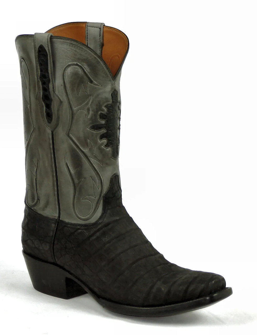 Black Jack Sueded Caiman Belly-Black - Tim's Boots