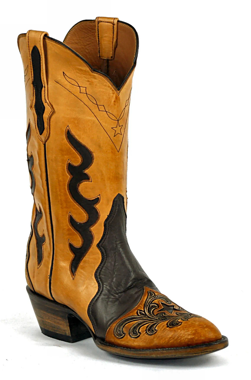 Black Jack Ranch Hand Triad with Hand Tooled Wing Tip - Tim's Boots