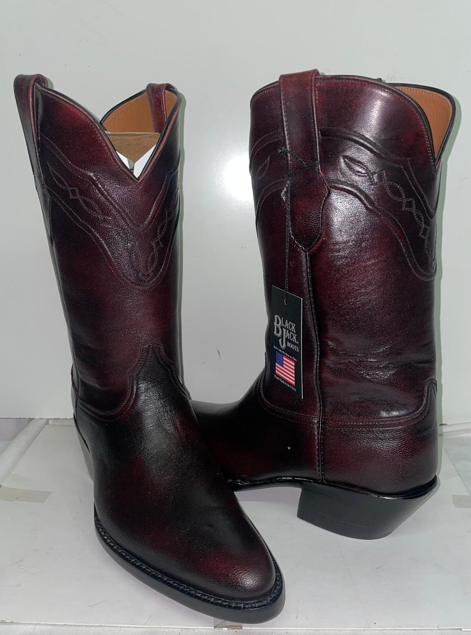 Black Jack Black Cherry European Goat boots size 12D - Tim's Boots