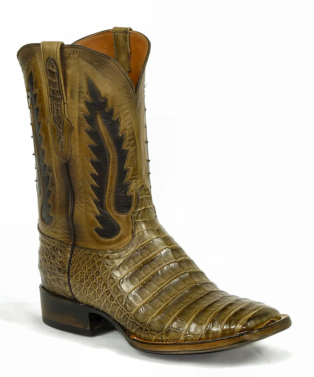 ココ Black Jack Zebra Choco Mink Caiman Belly Boots - Tim's Boots