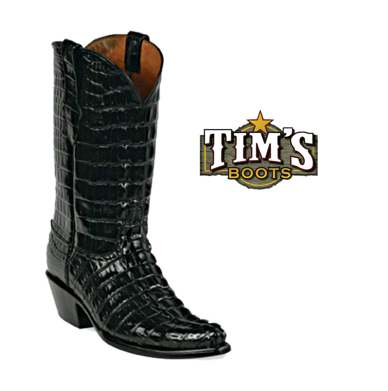 Black Jack Full Alligator Tail Cut Cowboy Boots