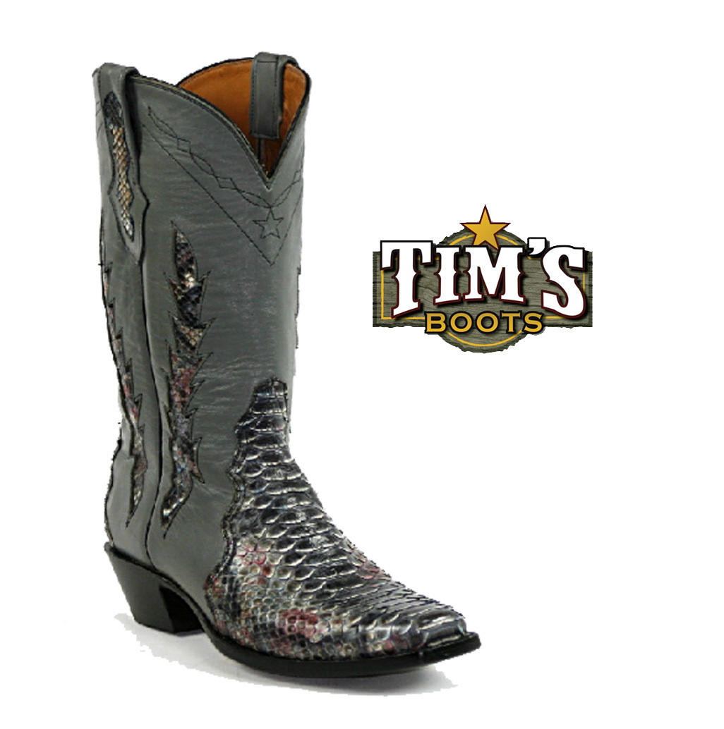 Green Snakeskin Python Skin Pattern Print Men Women Leather Boots main image 0