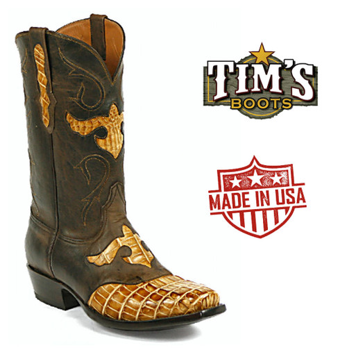 Black Jack American Alligator Reverse Tail Cowboy Boots - Tim's Boots