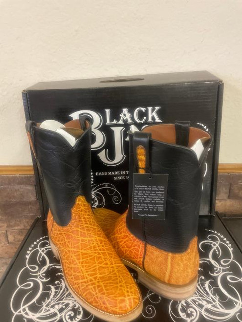 Black Jack Honey Tipped Elephant Roper Boots size 11D