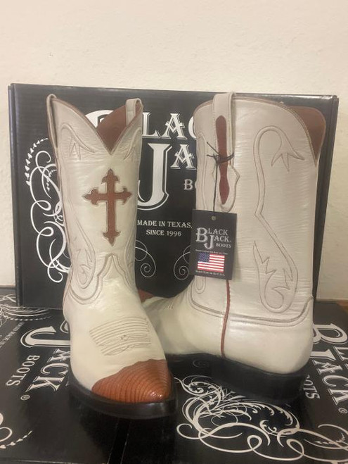 Black Jack Goat Boots with Lizard wing tip size 12EE