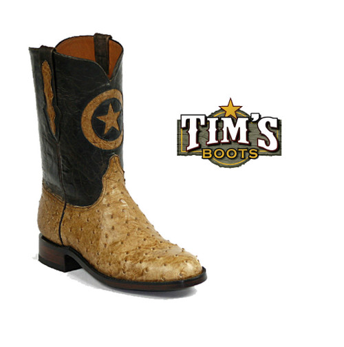 Black Jack Full Quill Ostrich Roper Boots display picture 1