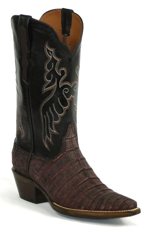 Black Jack Burgundy Sueded Caiman Belly - Tim's Boots