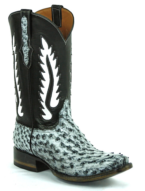 Durango Men\'s Black Full Quill Ostrich Saddle Almond Toe Exotic Cowboy 10 B Durango® Men main image 4