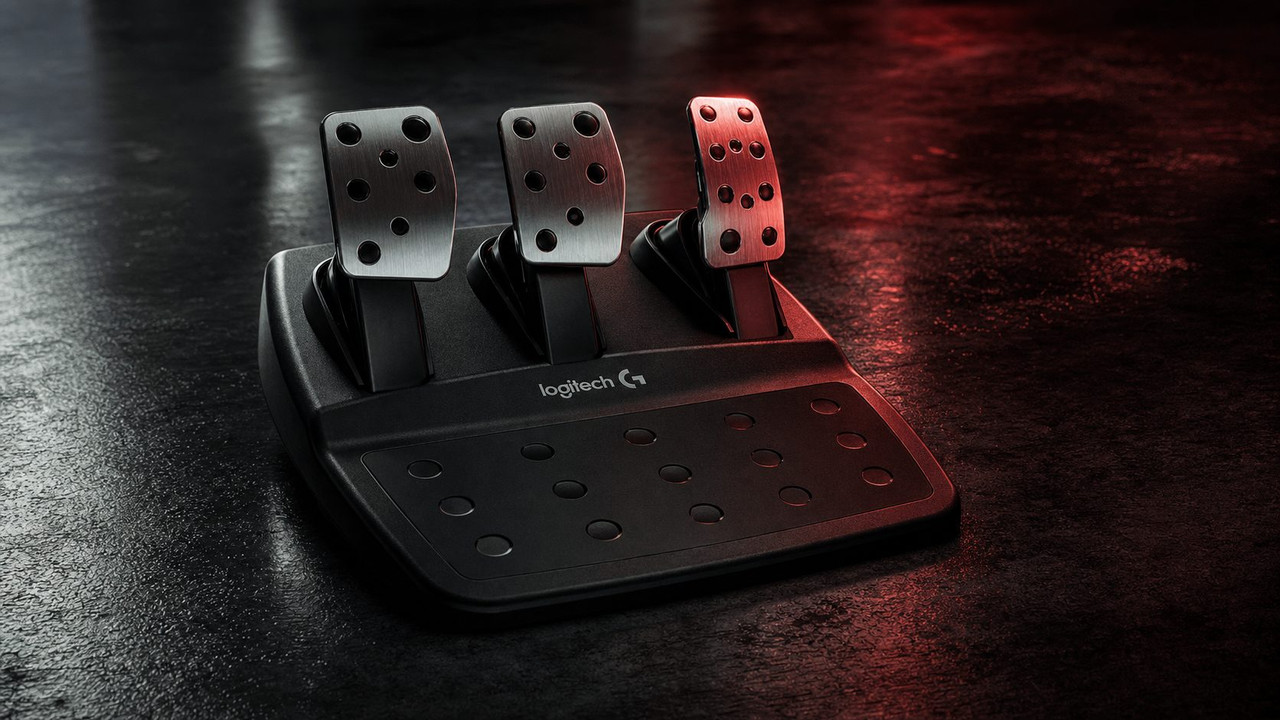 Three-pedal floor unit with progressive brake