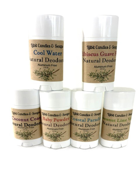 Our All-Natural Deodorant collection features Coconut Coast, Baby Powder, Cool Water, Coconut Lime Verbena, Hibiscus Guava Fresca, Coastal Paradise and Unscented. Handmade with no aluminum, they’re perfect for kids and teens just starting to use deodorant. Gentle, aromatic, and balancing, they keep you feeling fresh without any harmful chemicals.

Made with beeswax, coconut oil, shea butter, avocado oil, non-aluminum baking soda, arrowroot powder, bentonite clay, and phthalate-free fragrances, our deodorants are both natural and soothing.

They make great on-the-go gifts for birthdays, bridal or baby showers, teacher appreciation, housewarmings, colleagues, hairdressers, holidays, and more! With so many options, there’s something for everyone. If it’s a gift, we can include a personalized message just for you.