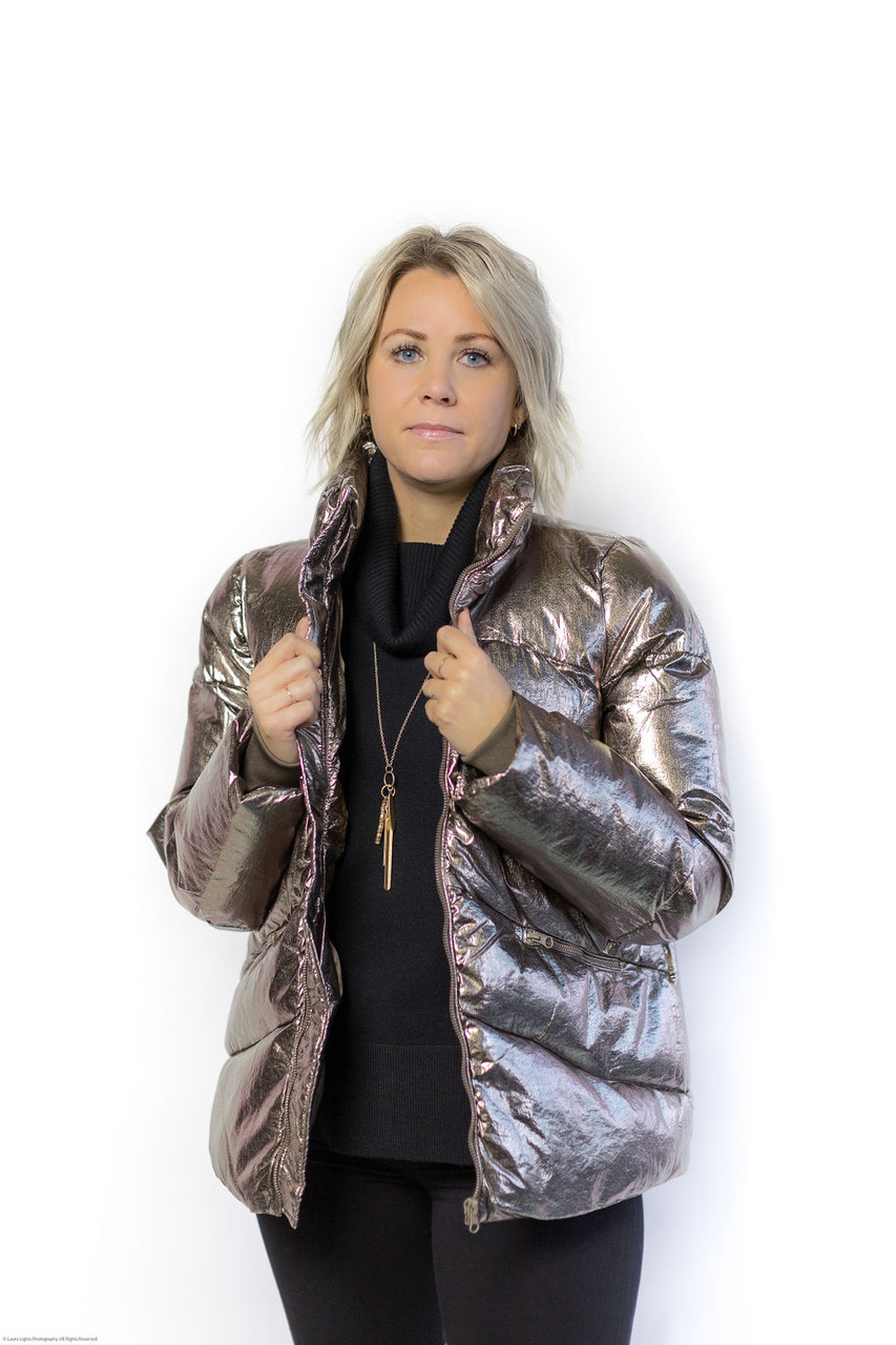 Carre Noir Metallic Puffer Jacket - The Silver Mannequin