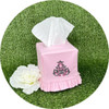 THE ROYALTY COLLECTION Pink Tissue Box Cover Monogrammed  THE ROYALTY COLLECTION Pink Tissue Box Cover Monogrammed