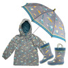 Little Boys Rain Jacket with Construction Pattern
Boys Construction Themed Rain Gear with boot and umbrella