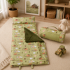 Farm nap mat displayed open and rolled in a cozy boutique-style children’s room