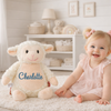Personalized stuffed lamb with embroidered name, soft plush lamb gift for baby shower, Easter, or newborn keepsake