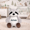 personalized raccoon stuffed animal with name embroidered soft plush woodland baby gift, keepsake
