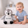 Personalized grey penguin stuffed animal with embroidered name, soft plush penguin gift for baby or child