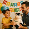 Personalized stuffed cow with embroidered name on soft plush cow stuffed animal gift for babies and kids