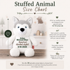 Custom adoption keepsake available in a choice of 30 stuffed animal styles size chart