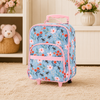 Personalized floral bee rolling suitcase for girls with pink trim