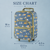 Construction kids suitcase size chart showing 18 by 12.5 by 6.5 inches