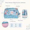Floral bee toiletry bag with water-resistant fabric, smooth zipper and wide carry handle