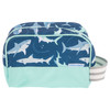 Kids shark overnight bag set displayed with coastal travel accessories