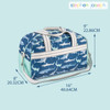 Shark duffle bag size chart showing 16 by 9 by 8 inches