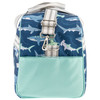 Personalized shark toiletry bag with solid mint front panel