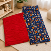 Navy sports nap mat for kids with football, basketball, baseball and soccer print