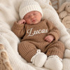  Personalized Knit Baby Romper with Embroidered Name 