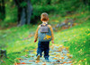 Stephen Joseph toddler backpack quilted, Construction Design Lifestyle photo of kids wearing backpack why walking