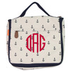 monogrammed Anchors  woman's hanging toilerty bag