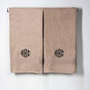 CB Taupe Monogrammed Bath Towels (2) 