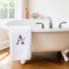 Monogrammed Bath Sheet with White Pumpkin Design Monogrammed Bath Sheet with White Pumpkin Design