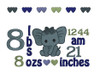 Personalized Birth Announcement Quilt (Elephant)