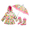 Stephen Joseph Little Girls Flowered Rain Gear. Rain Jacket , Rain Boot and Umbrella for children