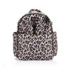 Front Size of the Puffer Style Leopard Print Diaper Bag by Itzy Ritzy